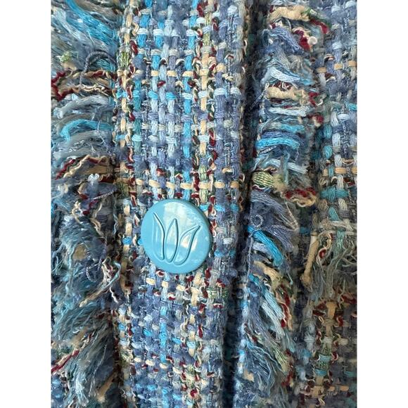 Never A Wallflower Tweed Boxy Jacket Women’s Size XS Blue Office Layering NWOT - Picture 4 of 8
